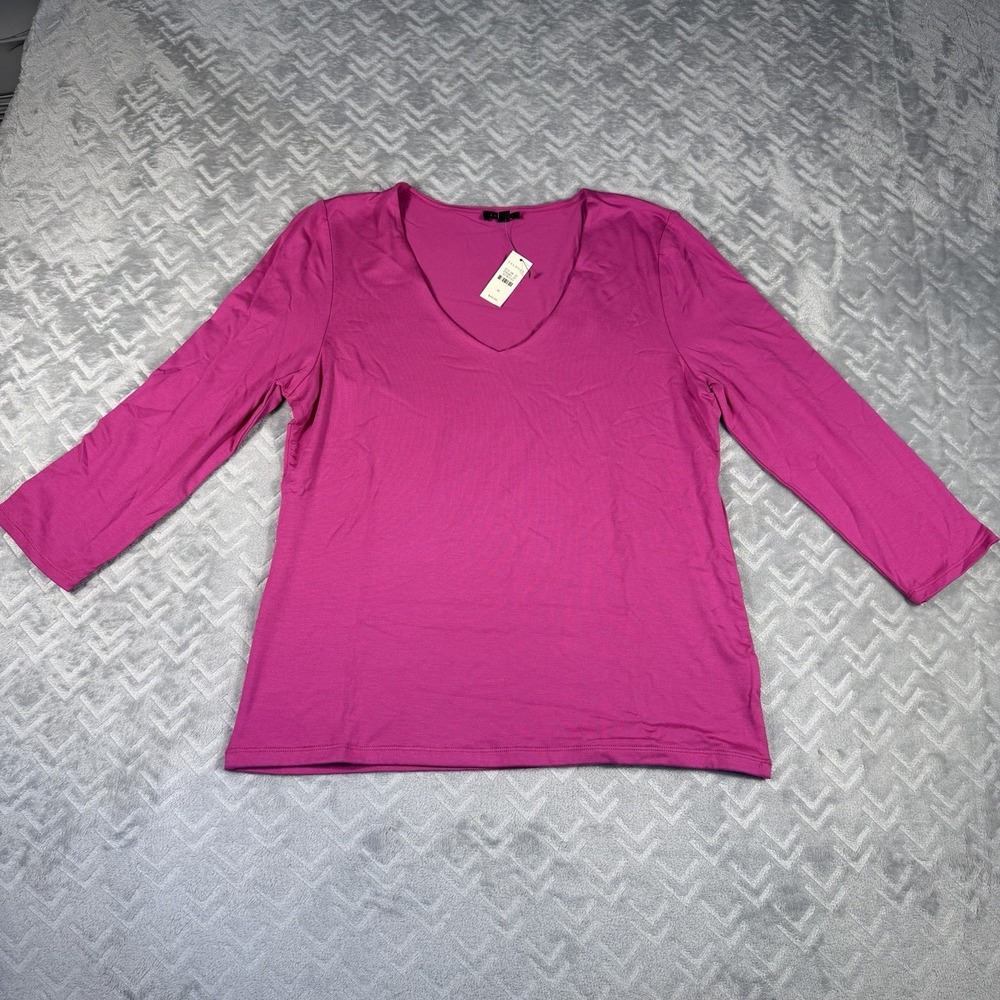Talbots Dark Pink Top Women's Size Medium 3/4 Sleeve Tee‎ Shirt Blouse NWT